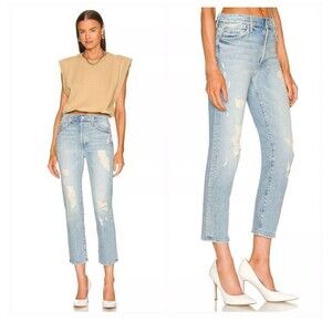 Mother The Trickster Ankle Size 24  Straight Leg Blue Jeans  An Icy Confession